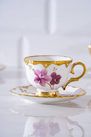 Saura 6 Kişilik Porselen Kahve Fincan Takımı - 90 ml