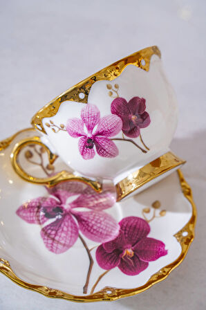 Saura 6 Kişilik Porselen Kahve Fincan Takımı - 90 ml