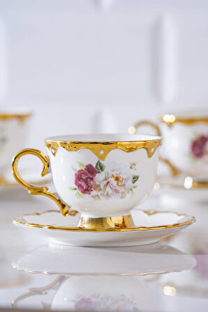 Stelara 6 Kişilik Porselen Kahve Fincan Takımı - 90 ml