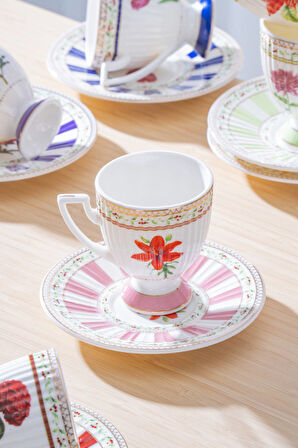 Fienne 6 Kişilik Porselen Kahve Fincan Takımı - 90 ml