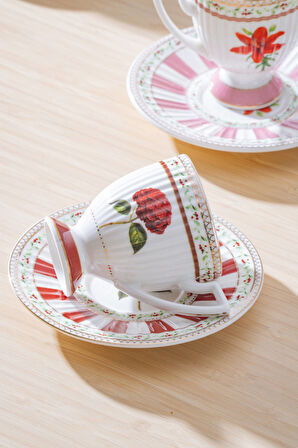 Fienne 6 Kişilik Porselen Kahve Fincan Takımı - 90 ml