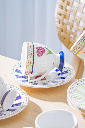 Fienne 6 Kişilik Porselen Kahve Fincan Takımı - 90 ml