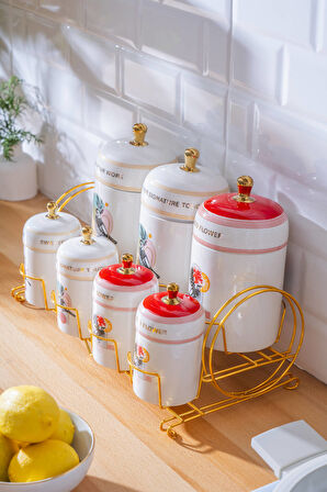 Parrot 7 li Porselen Baharatlık Takımı