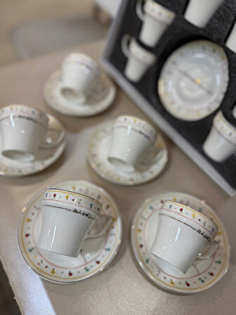 Acar Made With Love Porselen 6 lı Kahve Fincan Takımı 8176