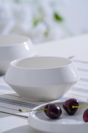 Acar JEA-07389 Rumi Beyaz Porselen 14 cm Yuvarlak Kase 6 Adet