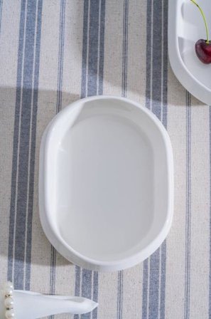 Acar JEA-07401 Rumi 4 Adet Porselen Oval Kayık Sunum Tabak 16 cm