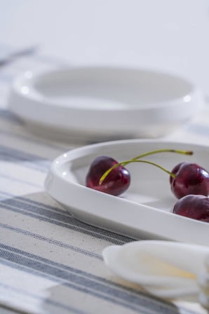 Acar JEA-07402 Rumi 3 Adet Porselen Oval Kayık Sunum Tabak 20 cm