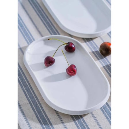 Acar JEA-07404 Rumi 2 Adet Porselen Oval Kayık Sunum Tabak 27 cm