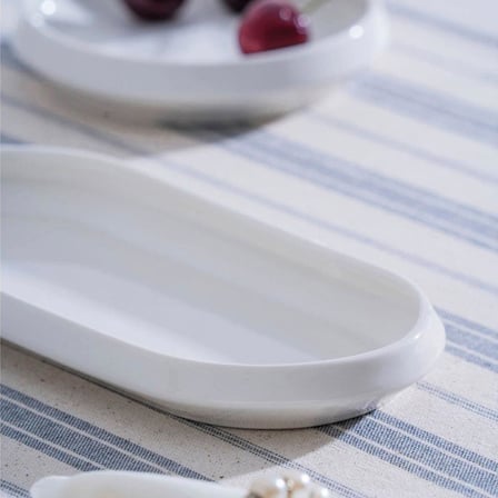 Acar JEA-07406 Rumi 6 Adet Porselen Oval Kayık Sunum Tabak 23 cm