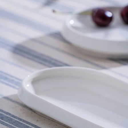 Acar JEA-07406 Rumi 6 Adet Porselen Oval Kayık Sunum Tabak 23 cm