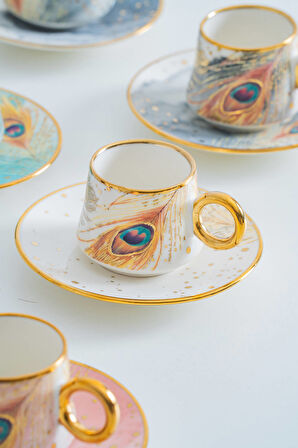 Astera 6 Kişilik Porselen Kahve Fincan Takımı - 90 ml