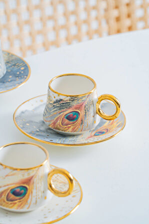 Astera 6 Kişilik Porselen Kahve Fincan Takımı - 90 ml