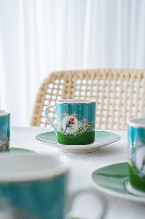 Cybil 6 Kişilik Porselen Kahve Fincan Takımı - 90 ml