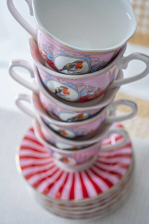 Birdie 6 Kişilik Porselen Kahve Fincan Takımı - 90 ml