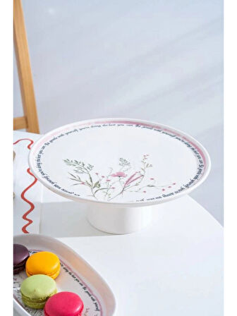Acar HCA9088 Laila Desenli Ayaklı Seramik Sunum Tabağı 26 cm