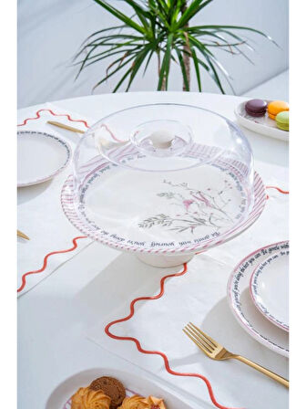 Acar HCA9090 Laila Desenli Ayaklı Kek Fanusu 30 cm