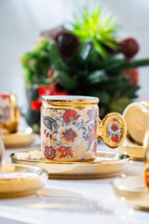 Acar Oskar Krem 6'lı Kahve Fincan Takımı SHP-07189