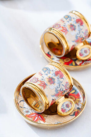 Acar Oskar Krem 6'lı Kahve Fincan Takımı SHP-07189