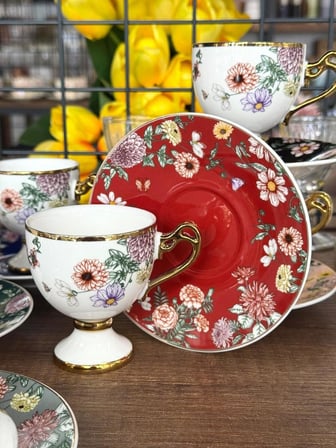 Acar HXF-09454 Hesita Karışık 6'lı Porselen Kahve Fincan Takımı