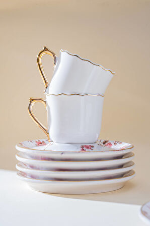 Evalina 6 Kişilik Kahve Fincan Takımı - 90 ml