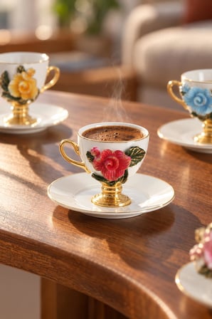 Acar KOH-09671 Cosmia 6'lı Porselen Kahve Fincan Takımı