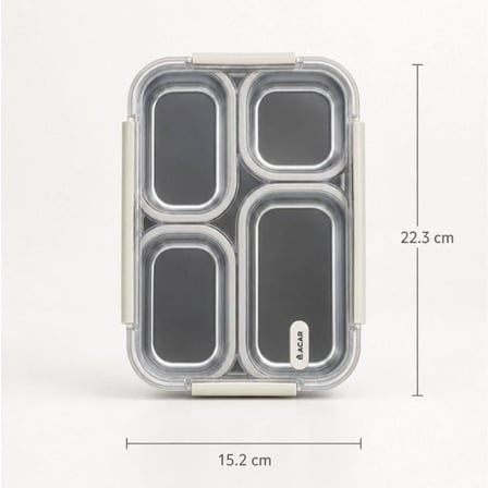 ACAR Steelock Çelik Dört Bölmeli Yemek Saklama Kabı MYA-10155