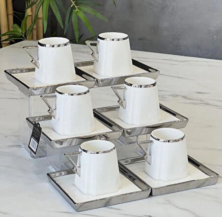 Acar Camillo 6 Kişilik Kahve Fincanı Takımı Silver - 90 ml HXF-05921