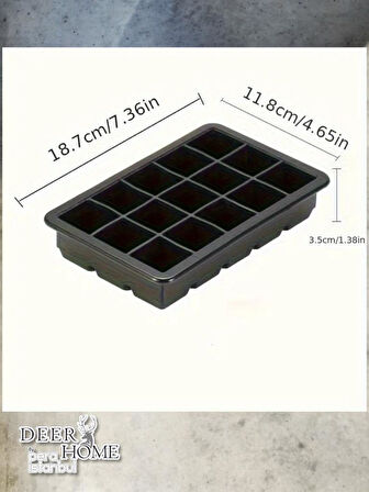 1 Adet Yeniden Kullanılabilir Silikon Buz Küpü Tepsisi - 15 Delikli, BPA'sız, Esnek Yığınlanabilir
