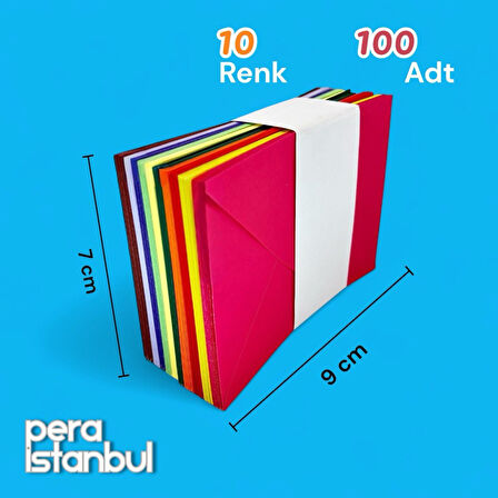 100 Adet Mini Zarf 70mmx90mm 10 Renk Zarf Hediye Doğum Günü Dilekleri Zarfı Not Kartlı Poşetli