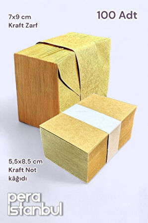 100 Adet Mini Zarf 70mmx90mm Kraft Zarf Hediye Doğum Günü Dilekleri Zarfı Kraft Not Kartlı
