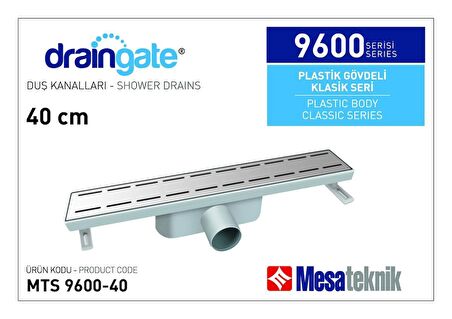 Mesateknik Draingate® Paslanmaz Izgaralı Klasik Duş Kanalı Mts 9600 40