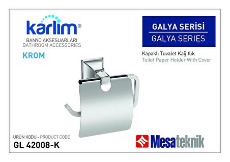 Karlim® Galya Serisi Kapaklı Tuvalet Kağıtlık - 8 * 8 Full Lama - Krom Kaplama