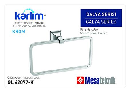 Karlim® Galya Serisi Kare Havluluk - 8 * 8 Full Lama - Krom Kaplama