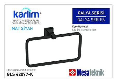 Karlim® Galya Serisi Kare Havluluk - 8 * 8 Full Lama - Mat Siyah Kaplama