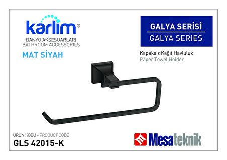 Karlim® Galya Serisi Kapaksız Kağıt Havluluk - 8 * 8 Full Lama - Mat Siyah Kaplama