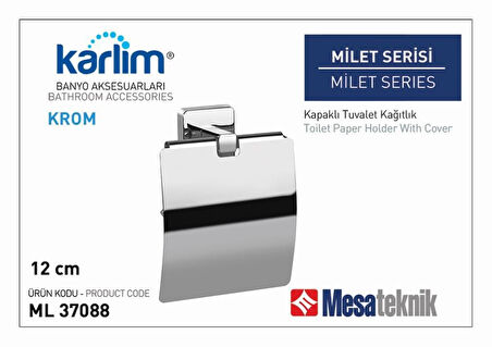 Milet Krom Kapaklı Tuvalet Kağıtlık ML37008-K