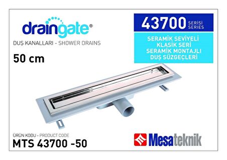 Mesateknik Draingate® Seramik Seviyeli Seramik Montajlı Duş Kanalı  Mts 43700 50