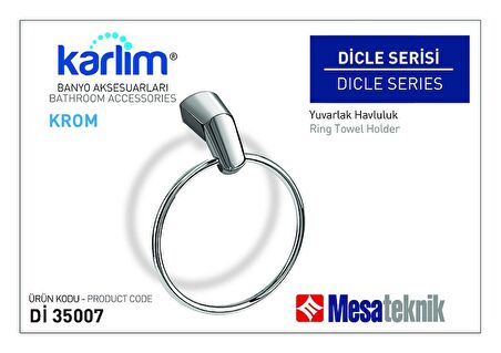 Karlim® Dicle Serisi Yuvarlak Havluluk (Kutulu Sevkiyat) - Krom Kaplama