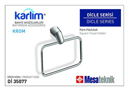 Karlim® Dicle Serisi Kare Havluluk  (Kutulu Sevkiyat) - Krom Kaplama