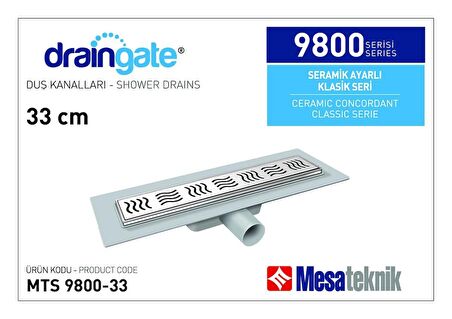 Mesateknik Draingate® Seramik Ayarlı Paslanmaz Yükseltme Parçalı Duş Kanalı MTS 9800-33