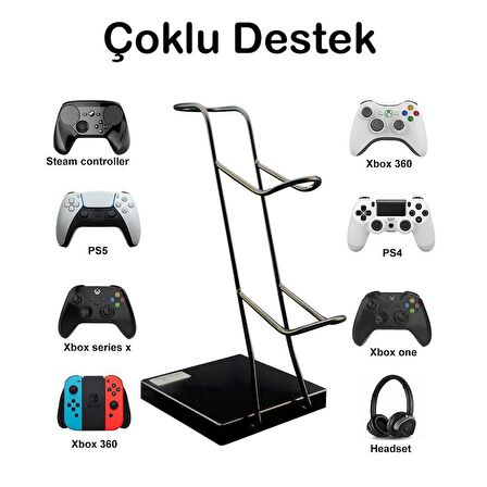 Gaming PS4 PS5 Xbox Joystick Controller Tutucu ve Kulaklık Dikey Standı