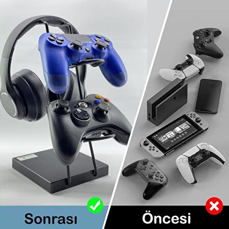 Gaming PS4 PS5 Xbox Joystick Controller Tutucu ve Kulaklık Dikey Standı