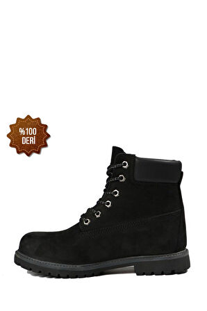 Hammer Jack Hakiki Deri Siyah Nubuk Unisex Bot 