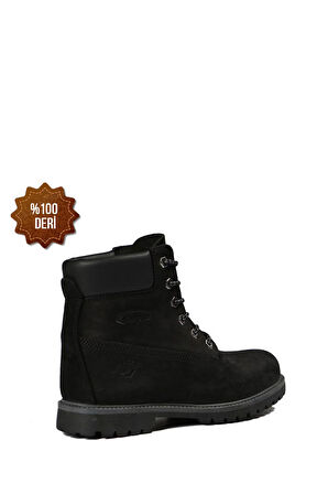 Hammer Jack Hakiki Deri Siyah Nubuk Unisex Bot 