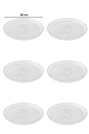 porsima tokyo 10788 6'lı desenli cam pasta & tatlı tabağı seti i̇kramlık 16 cm