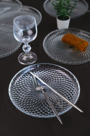 Tabak Evi Aden Cam Pasta Tabağı 19cm Sade 6 lı 2339
