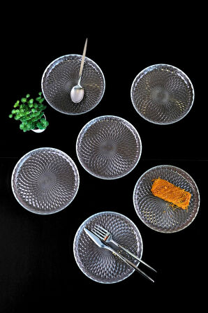 Tabak Evi Aden Sensu Cam Pasta Tabağı 16cm Sade 6 lı 2492