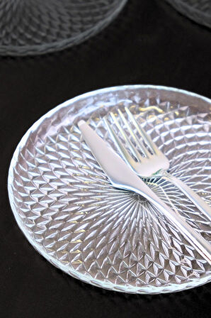 Tabak Evi Aden Sensu Cam Pasta Tabağı 16cm Sade 6 lı 2492