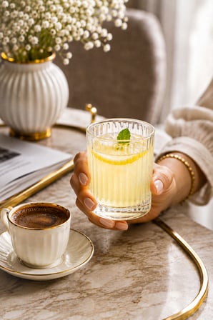Porsima Berrak 13938 6'lı Çizgili Cam Kahve Yanı Su & Meşrubat Bardak Seti 200 ml