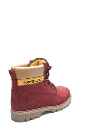 Hammer Jack Hakiki Deri Bordo Nubuk Erkek  Bot